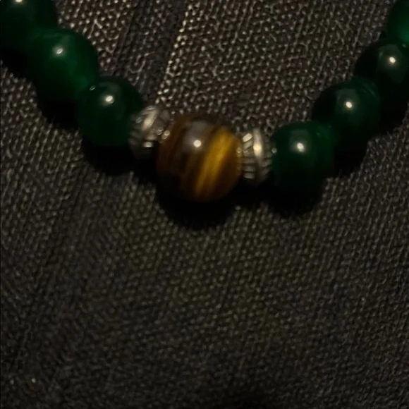 💥Green Beaded Bracelet Set 3pc set Hand Crafted glass beads with tiger eye 👁️ - Picture 4 of 5